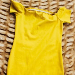 Mustard/yellow strapless dress